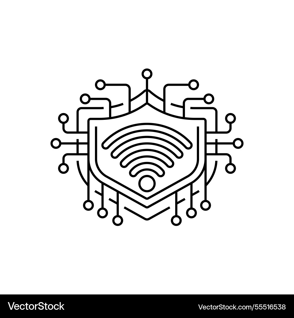 Wifi signal with shield line icon linear style Wifi signal with shield line icon linear style Vector Image