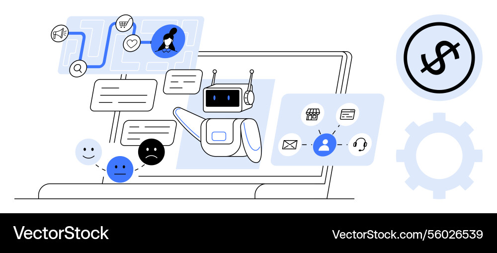 Ai chatbot assisting with customer interactions Ai chatbot assisting with customer interactions vector image