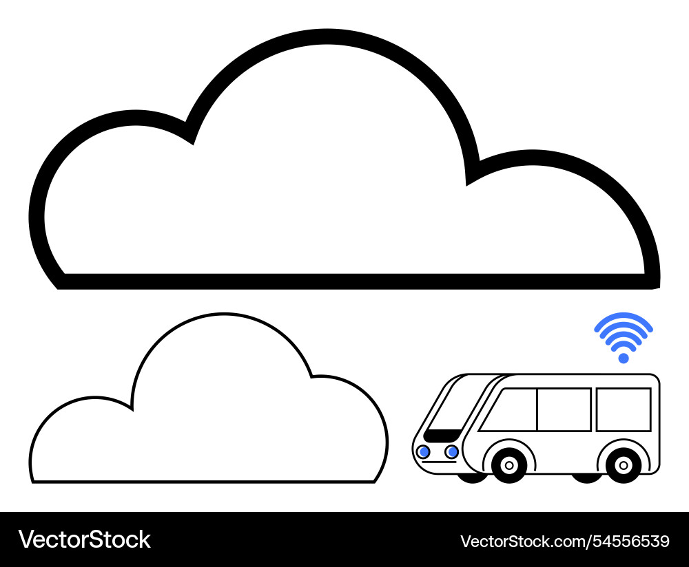 Autonomous bus with cloud computing Autonomous bus with cloud computing vector image
