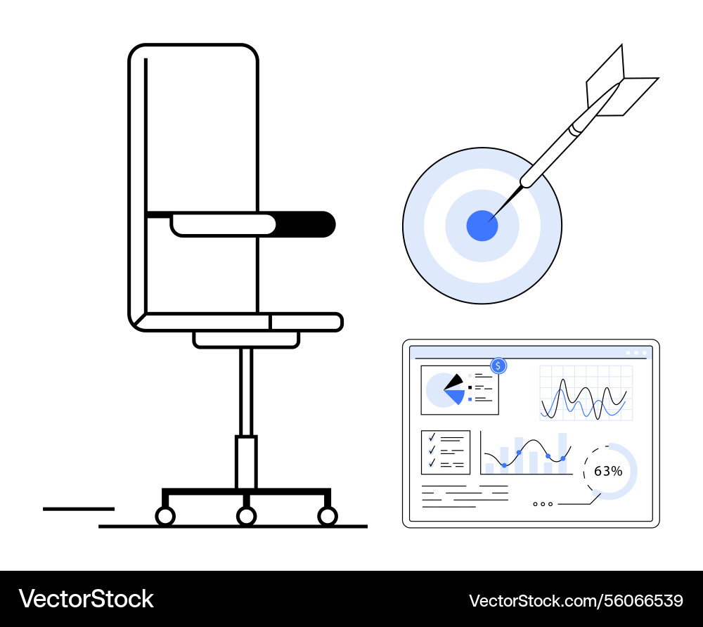 Office chair with data analytics dashboard Office chair with data analytics dashboard vector image