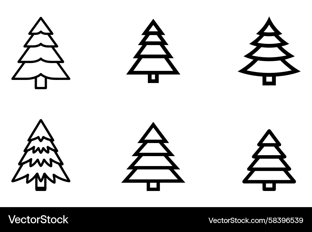 Pine Tree Icons Set Vector Image