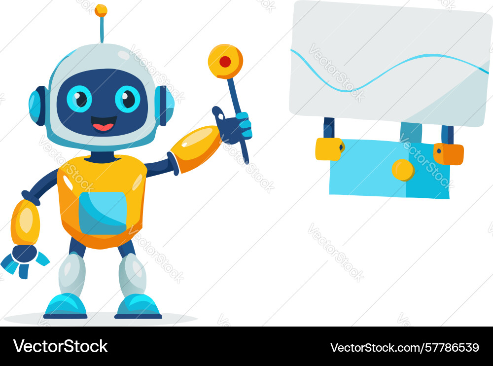 Robot pointing to a screen design generative ai vector image