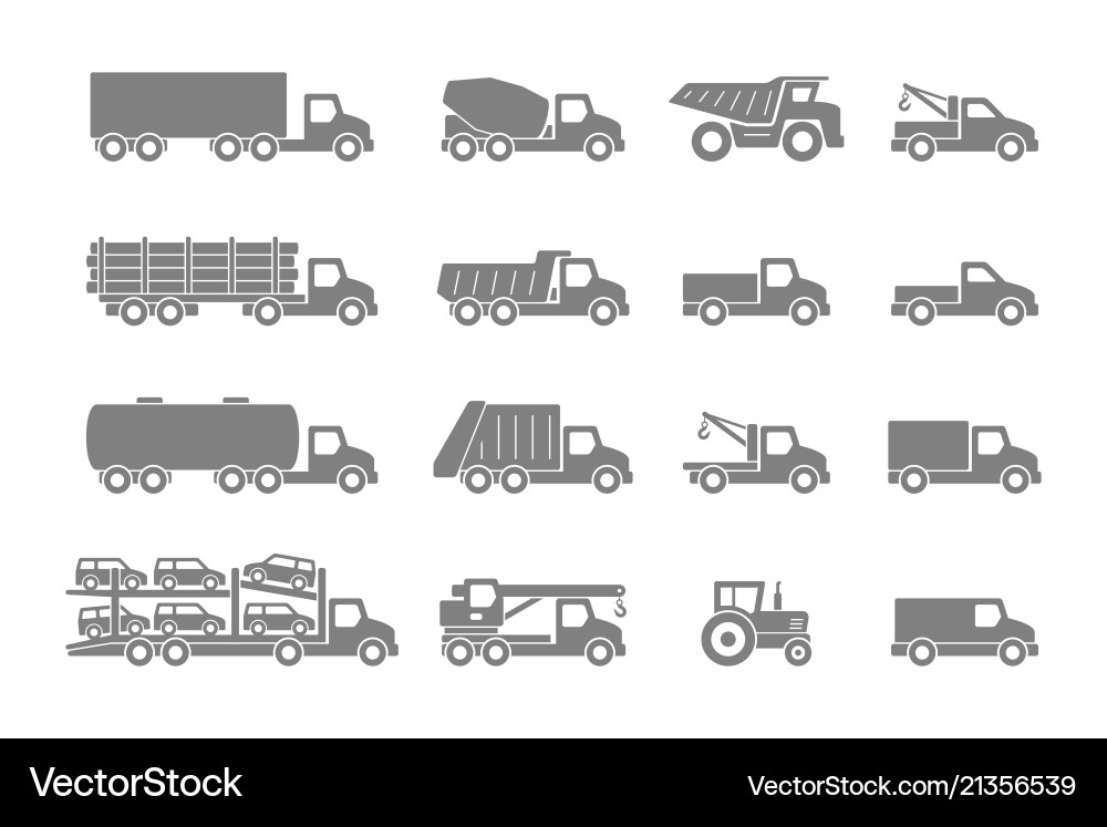 Trucks icons set vector image