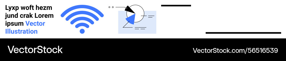 Wireless signal symbol with text and pie chart Wireless signal symbol with text and pie chart vector image