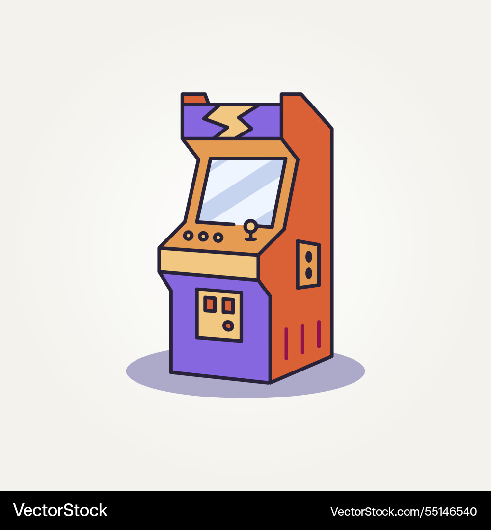 Arcade game machine line art flat icon design Arcade game machine line art flat icon design vector image