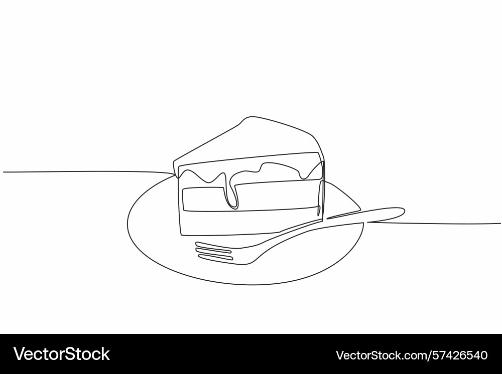 Continuous one line drawing chocolate layer cake Continuous one line drawing chocolate layer cake Vector Image