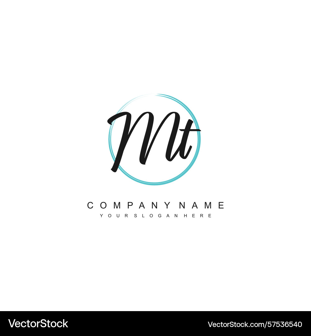 Minimal signature logo design with mt initials Minimal signature logo design with mt initials Vector Image