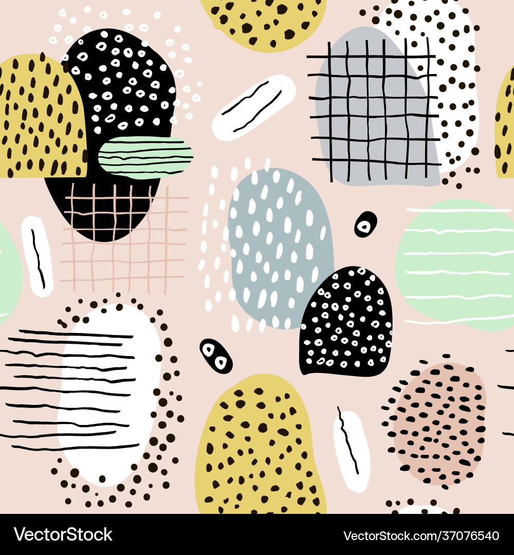 Seamless abstract pattern with hand drawn shapes vector image