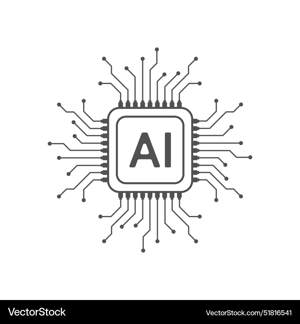 Artificial intelligence circuit line style Artificial intelligence circuit line style vector image