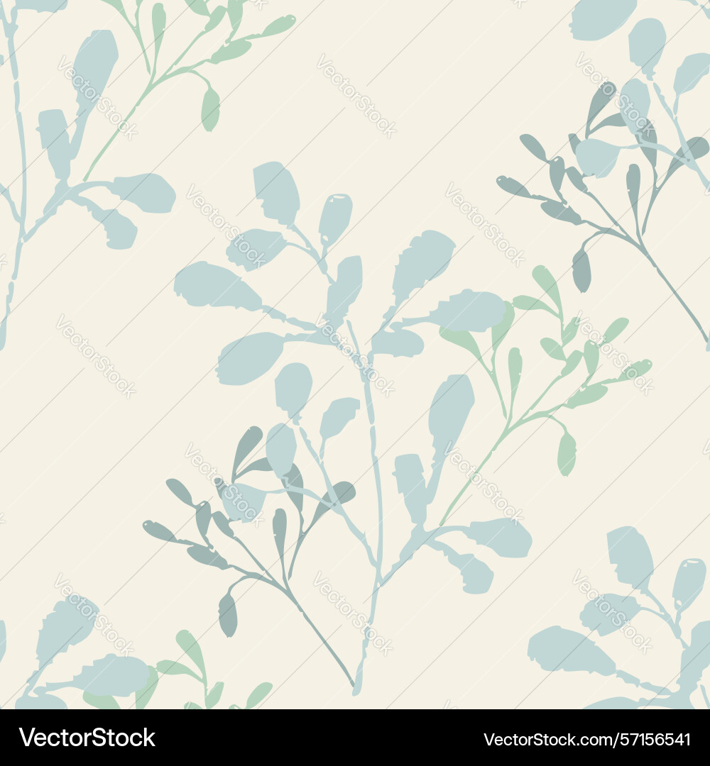 Blue green botanical repeat pattern with soft vector image