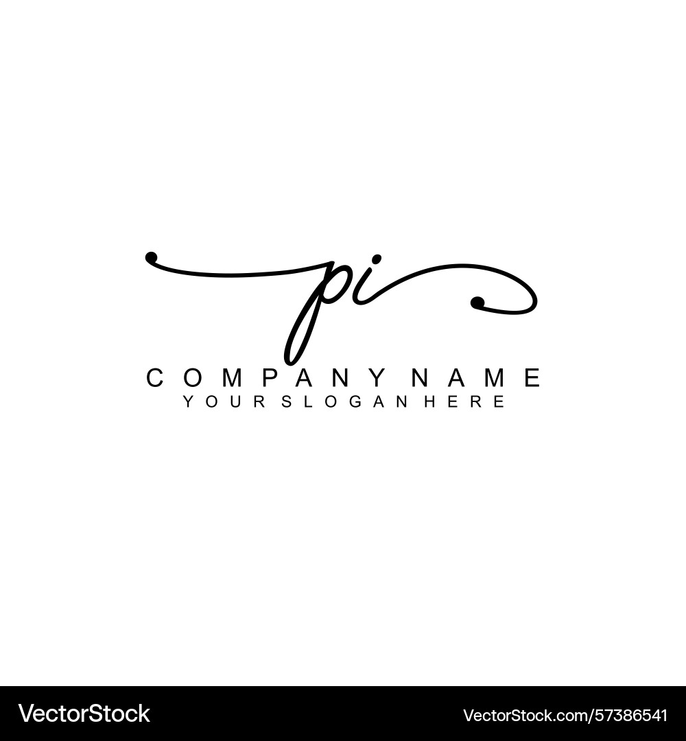 Elegant pi initial handwriting logo collection vector image