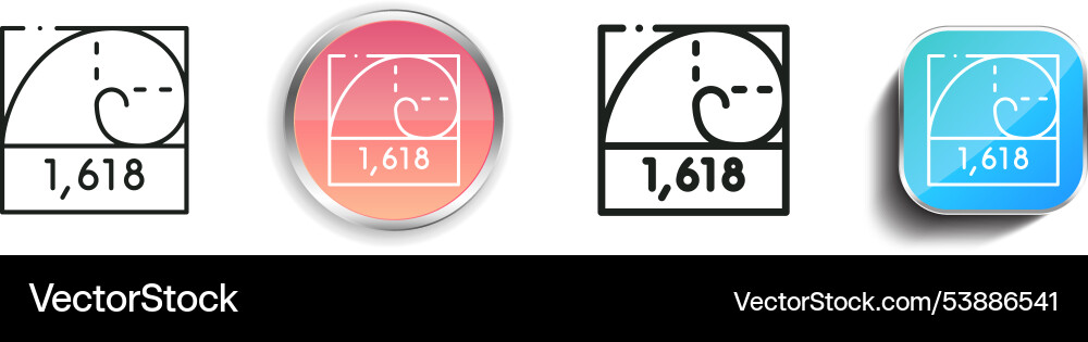 Fibonacci icon thin linear regular and button Fibonacci icon thin linear regular and button vector image