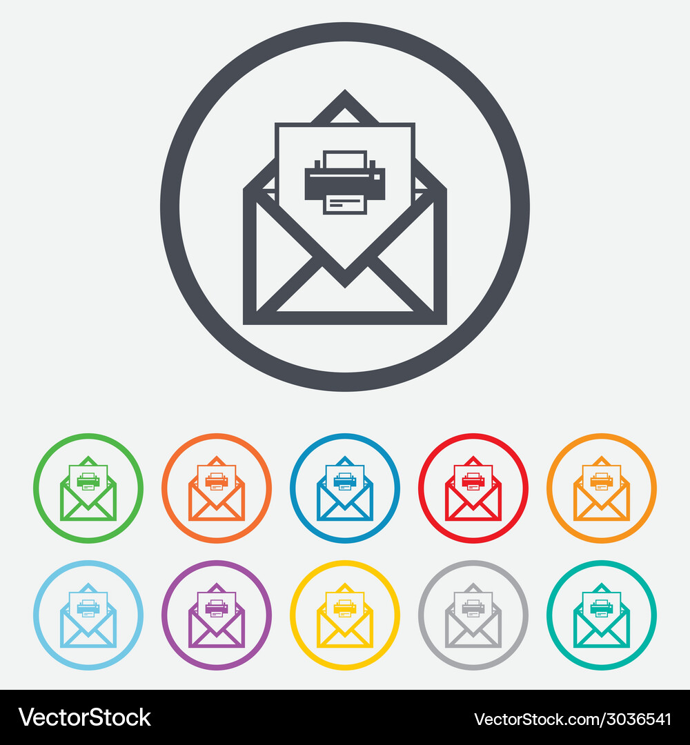 Mail print icon envelope symbol message sign Vector Image