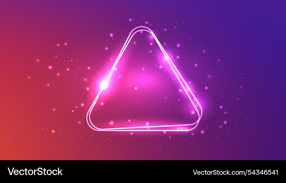 Neon rounded double triangle frame with shining Neon rounded double triangle frame with shining vector image