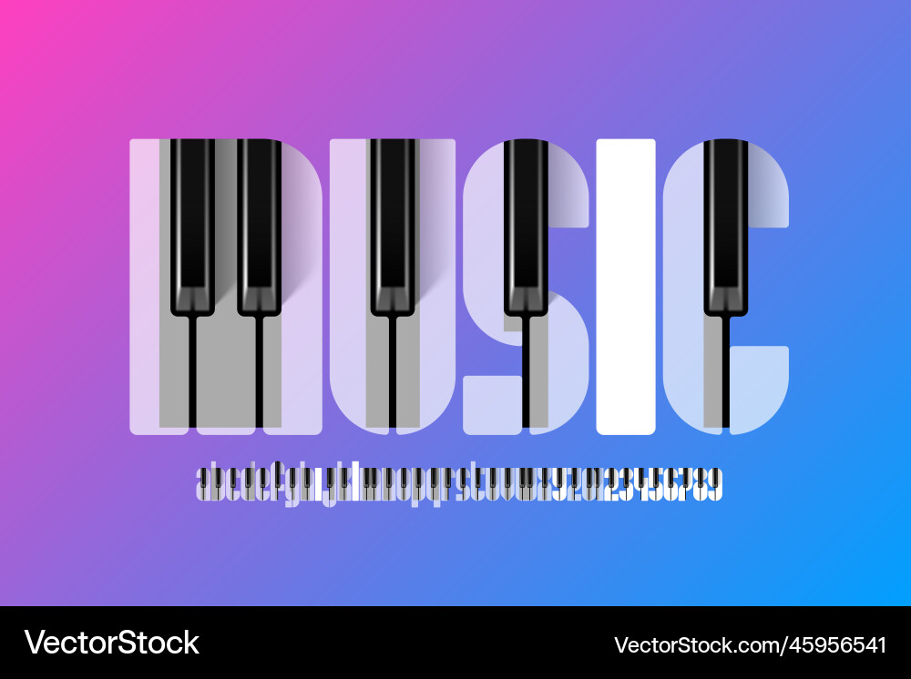 Piano style font design music concert alphabet Piano style font design music concert alphabet vector image
