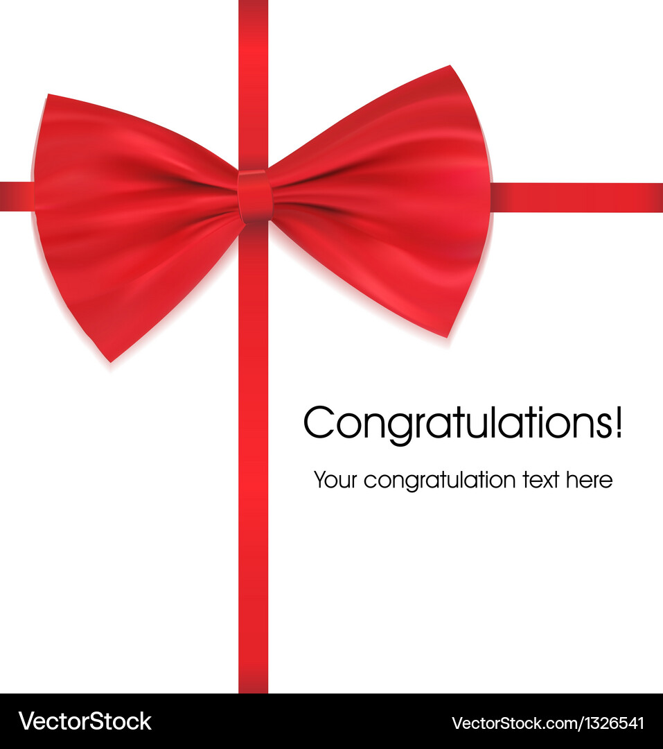 Red bow on ribbon with sample text Vector Image