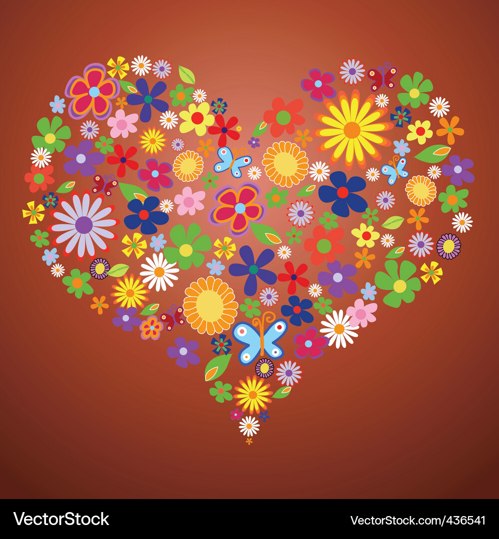 Valentine flower heart2 Vector Image