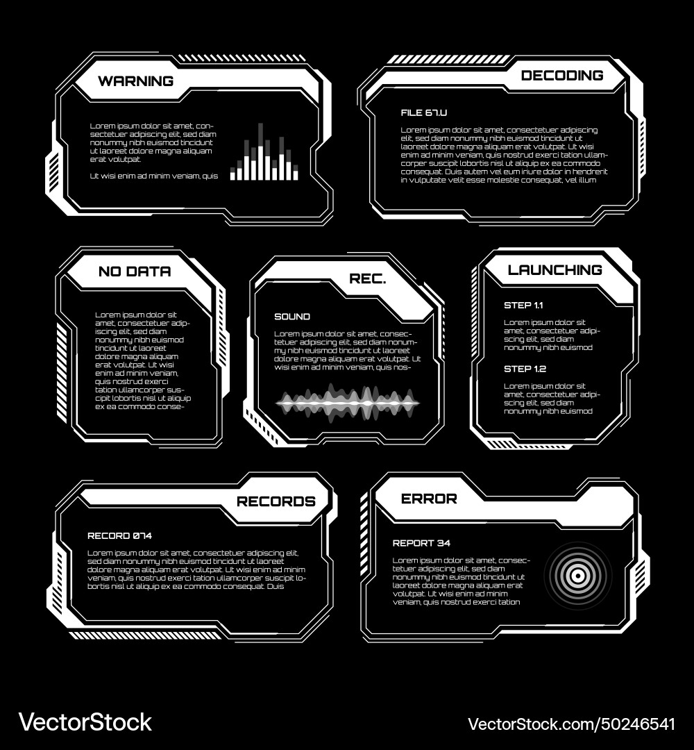 White futuristic hud ui elements sci-fi user White futuristic hud ui elements sci-fi user vector image
