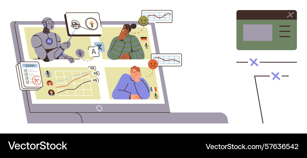 Ai-powered learning tool analyzing student Ai-powered learning tool analyzing student vector image