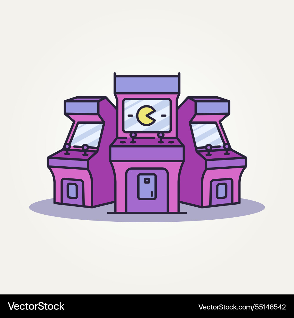 Arcade game machine line art flat icon design Vector Image