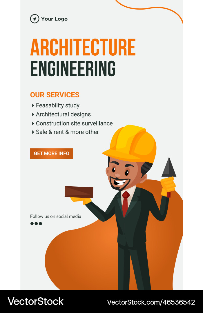 Architecture engineering portrait template Architecture engineering portrait template vector image