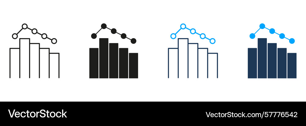 Bar chart with line graph trend and solid Bar chart with line graph trend and solid vector image