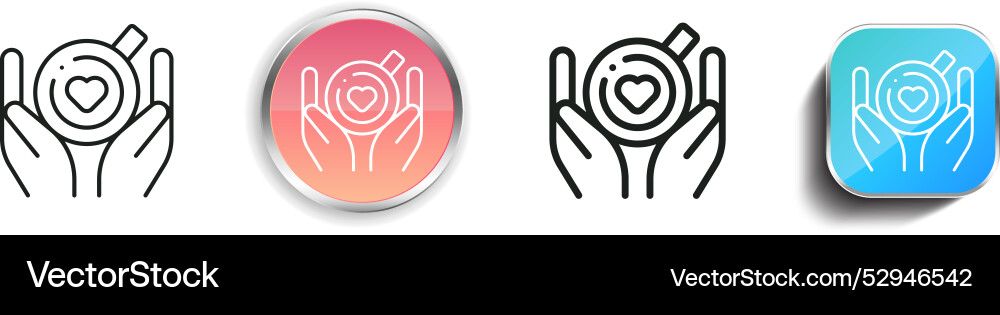 Coffee icon thin linear regular and button style Coffee icon thin linear regular and button style vector image