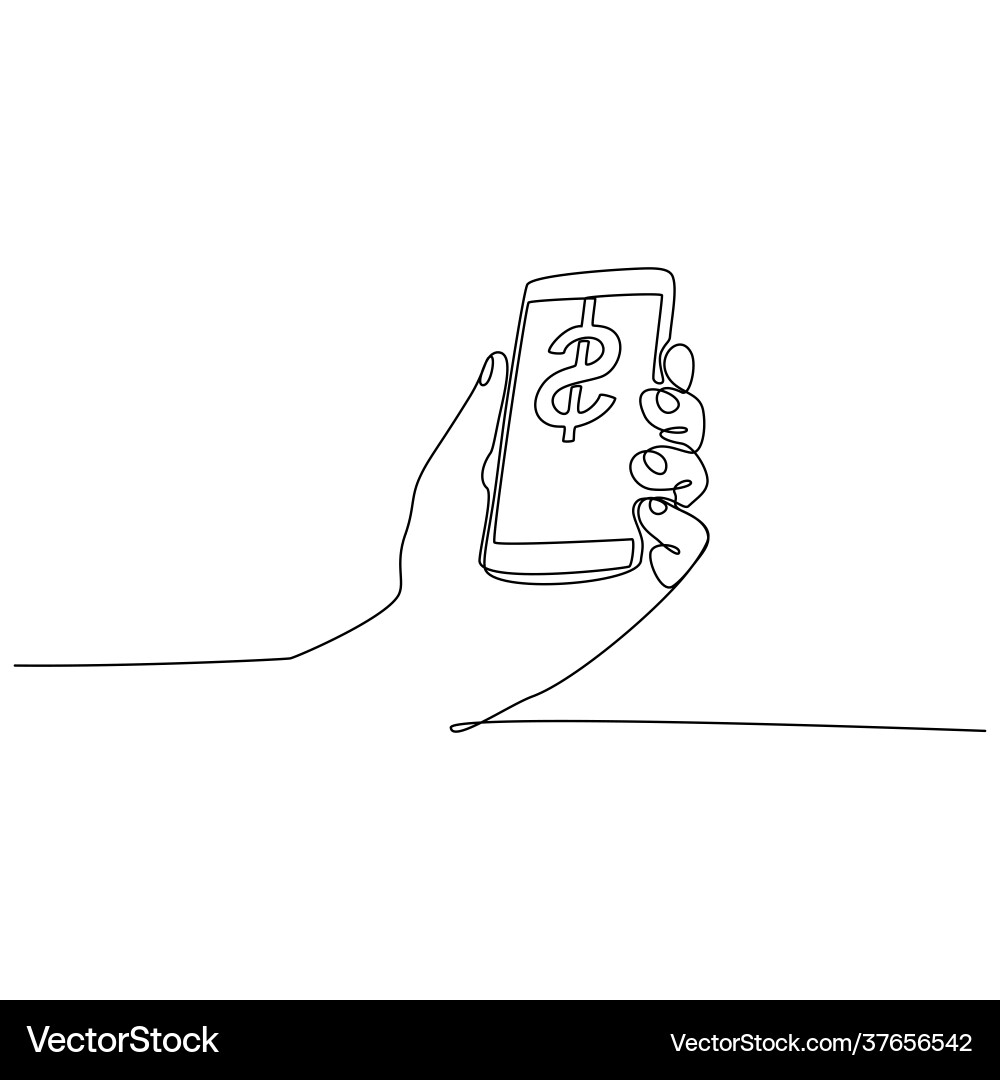 Continuous line drawing hand check mobile digit Vector Image
