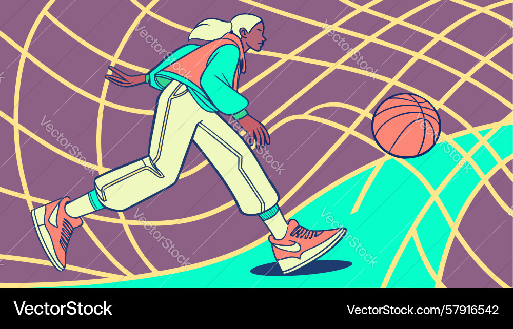 Energetic runner on neon grid dynamic futuristic Vector Image