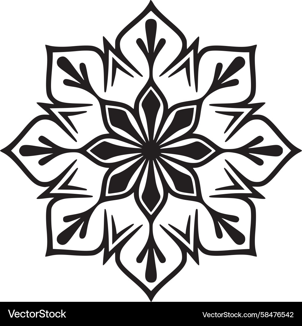Geometric Snowflake Mandala - Intricate Pattern Vector Image