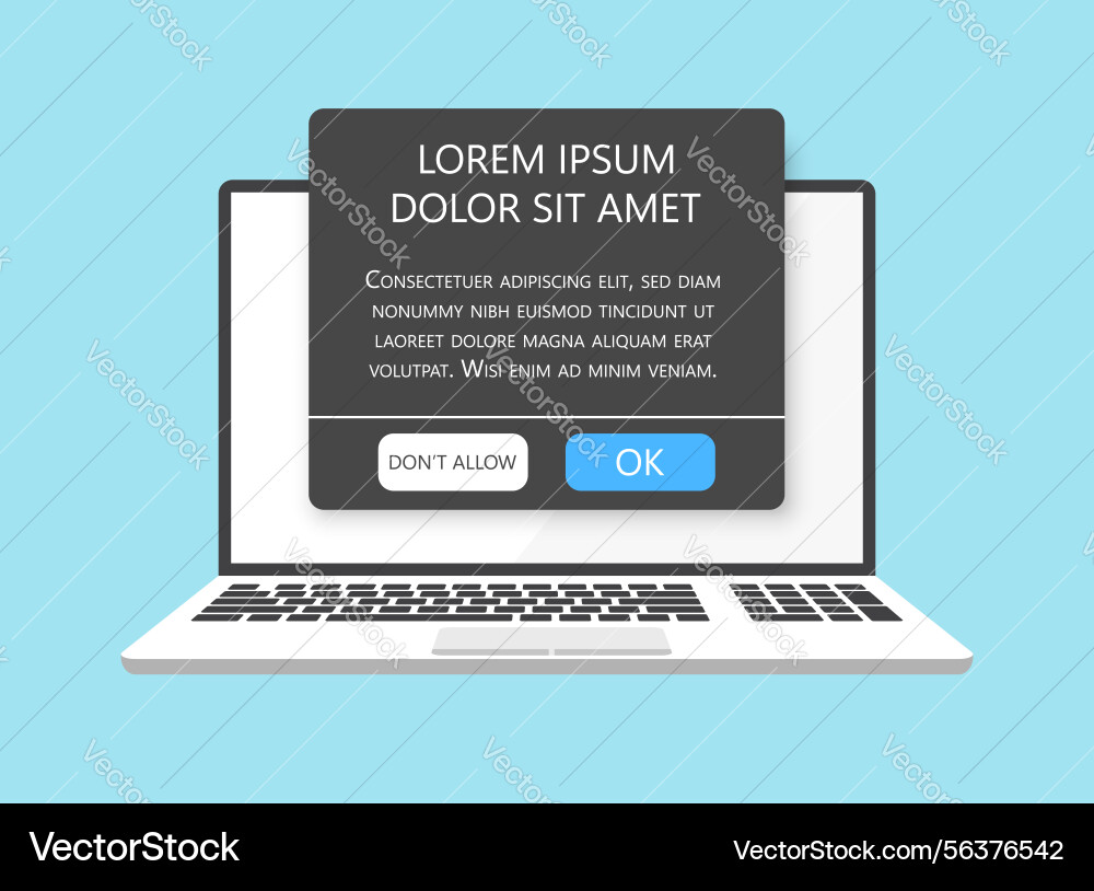 Laptop notification icon in flat style computer Vector Image