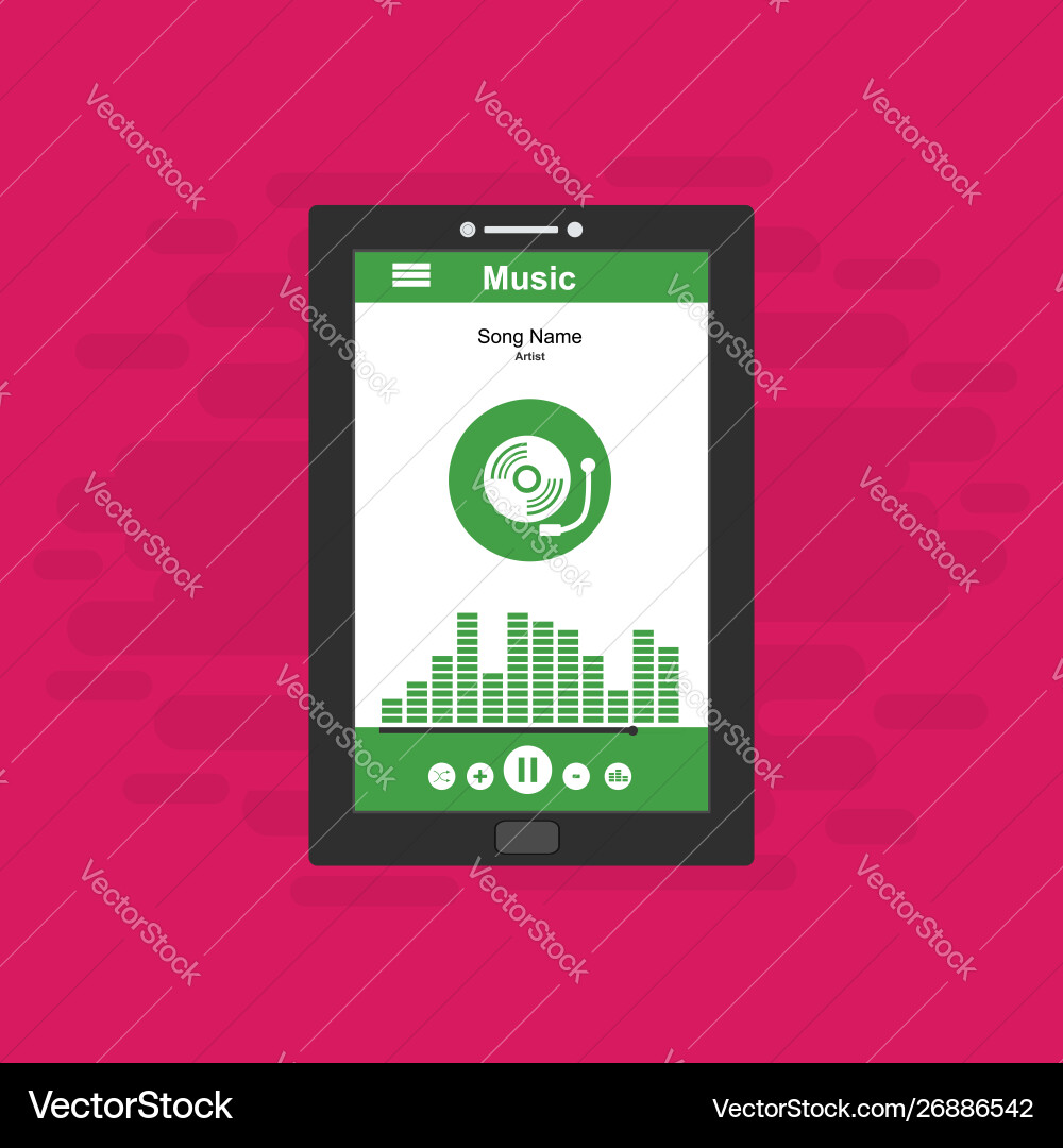 Media player application app template with flat Vector Image