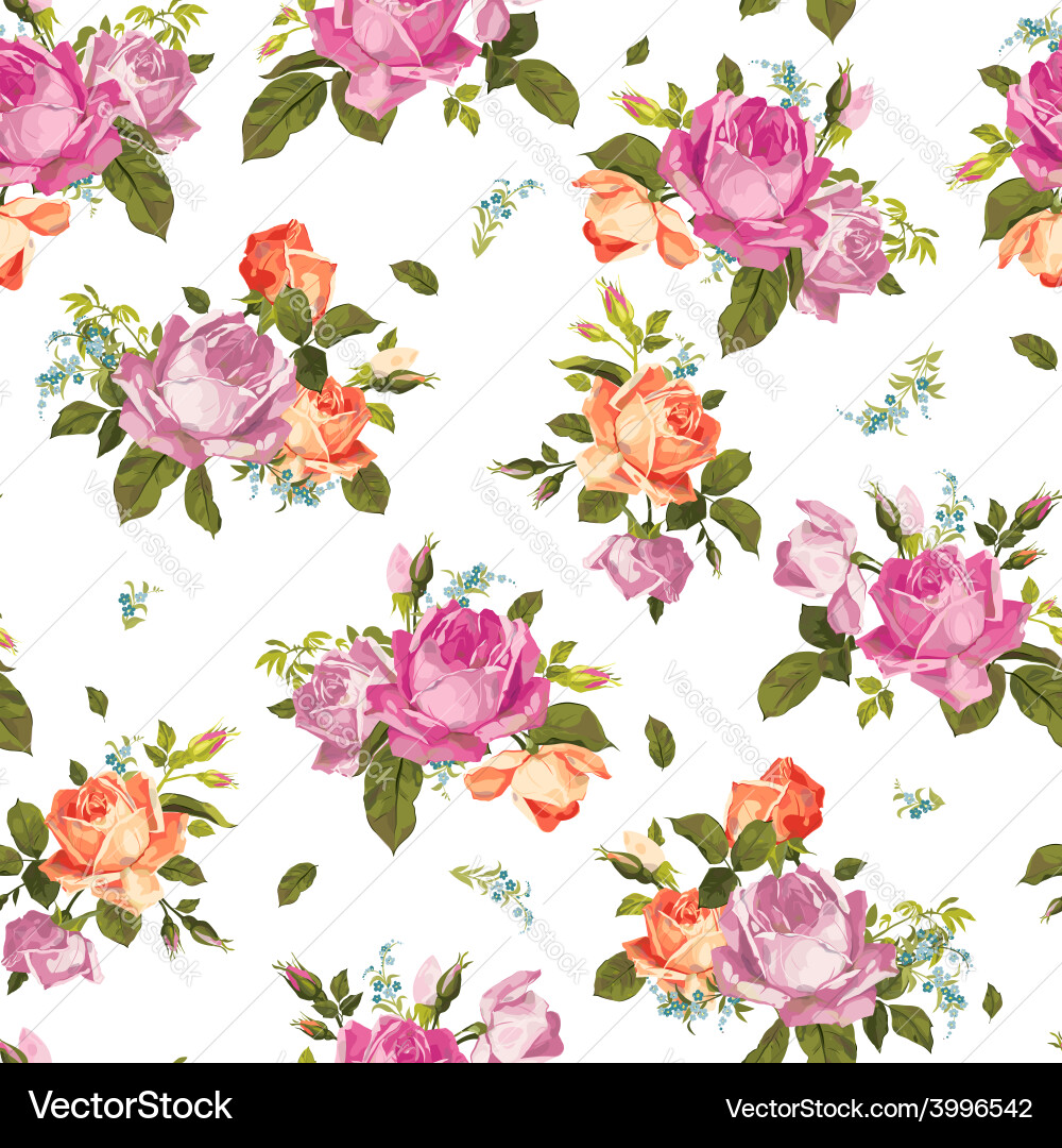 Pink Rose Seamless Floral Pattern vector image