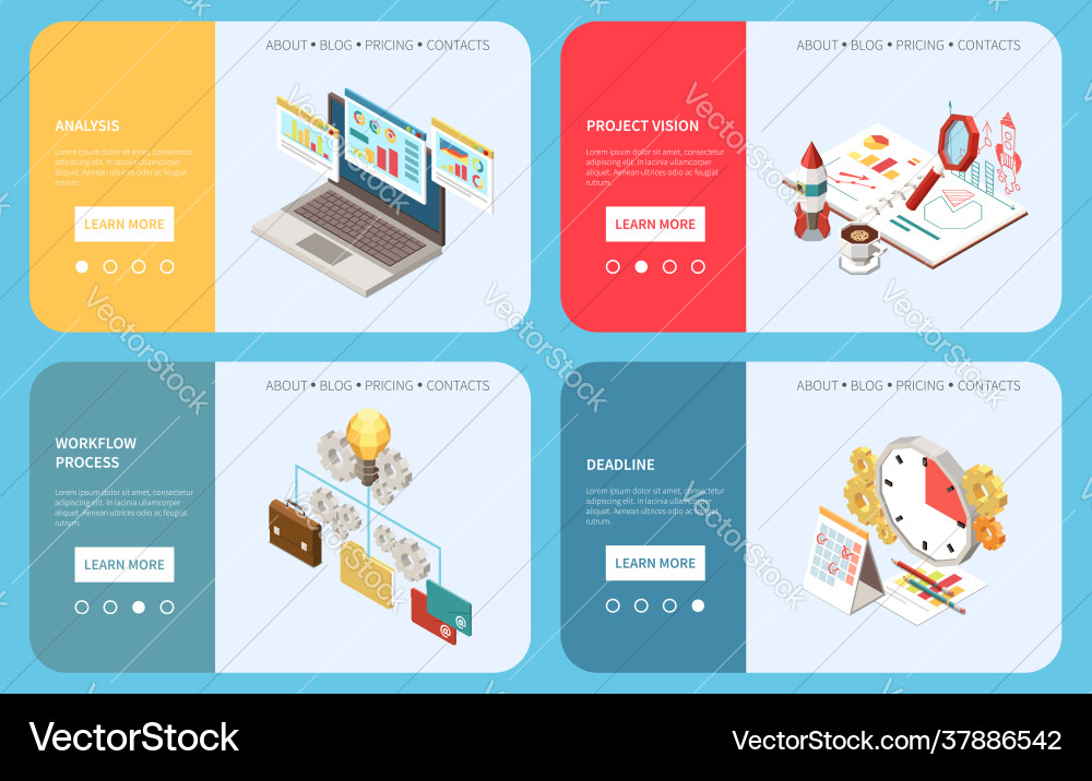 Project management banners collection Royalty Free Vector