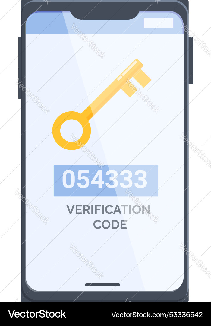 Smartphone showing verification code for two Smartphone showing verification code for two vector image