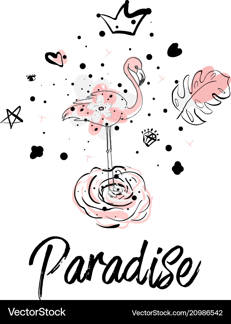 Tropische Flamingokarte Tropische Flamingokarte vektorbild