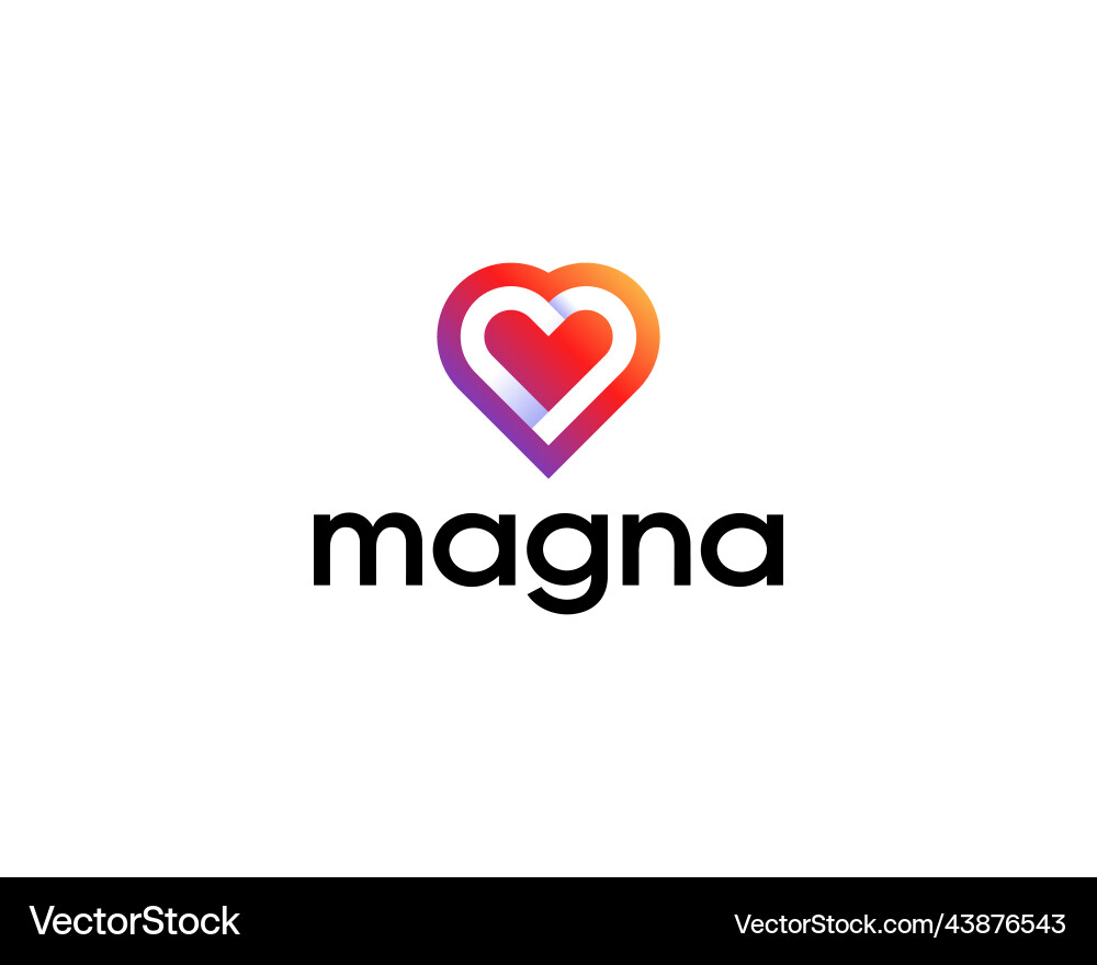 Bright gradient heart logotype creative Royalty Free Vector