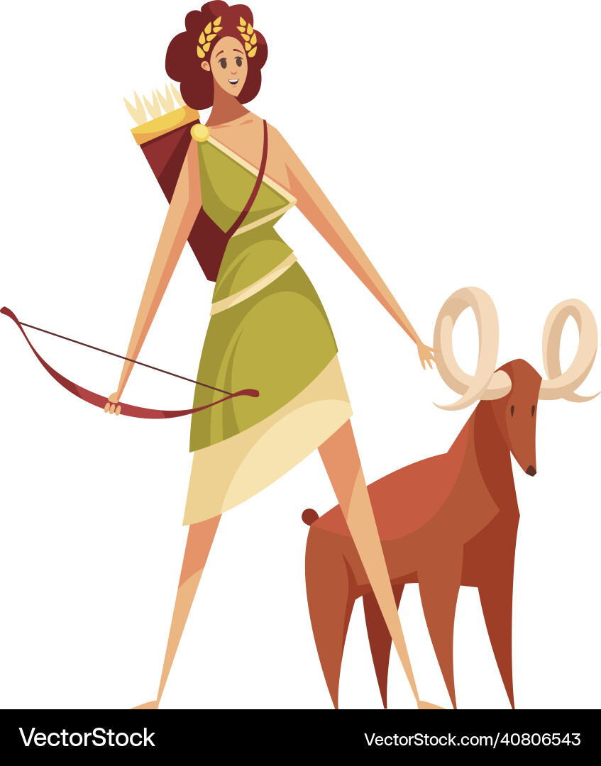 Female god artemis composition Royalty Free Vector Image