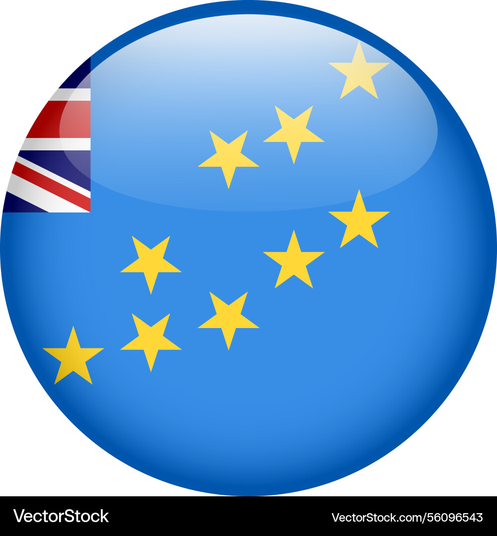 Flag of tuvalu button round glossy icon Vector Image