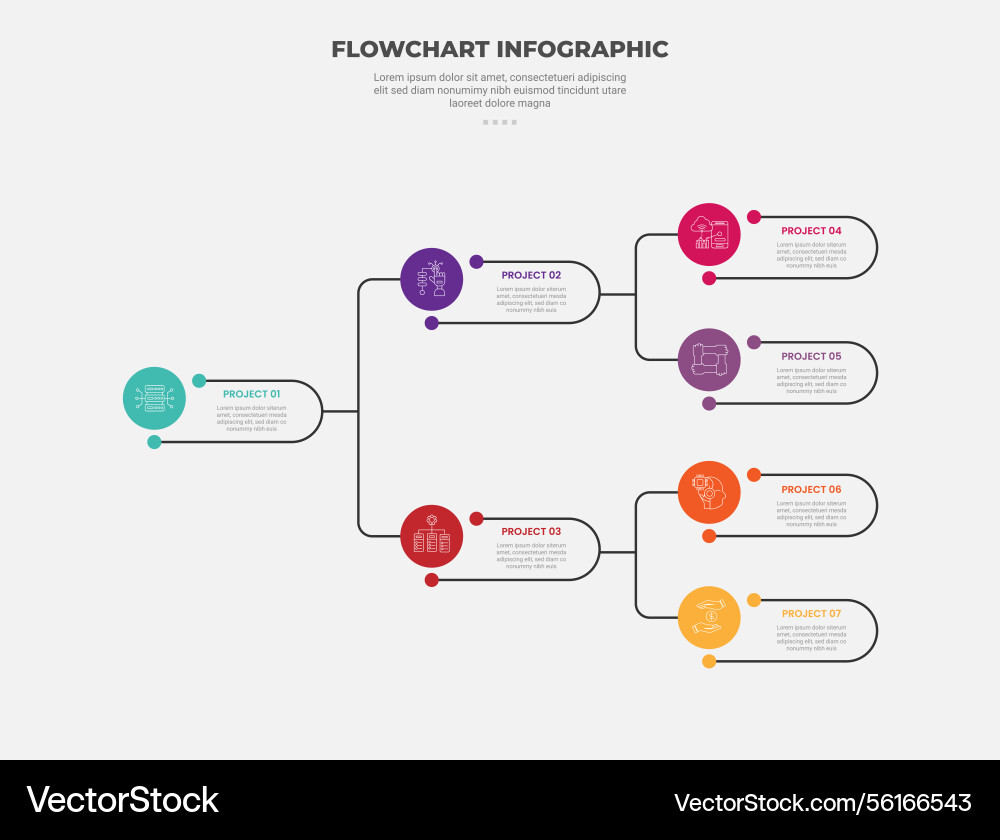 Flowchart infographic outline style with 2 main vector image