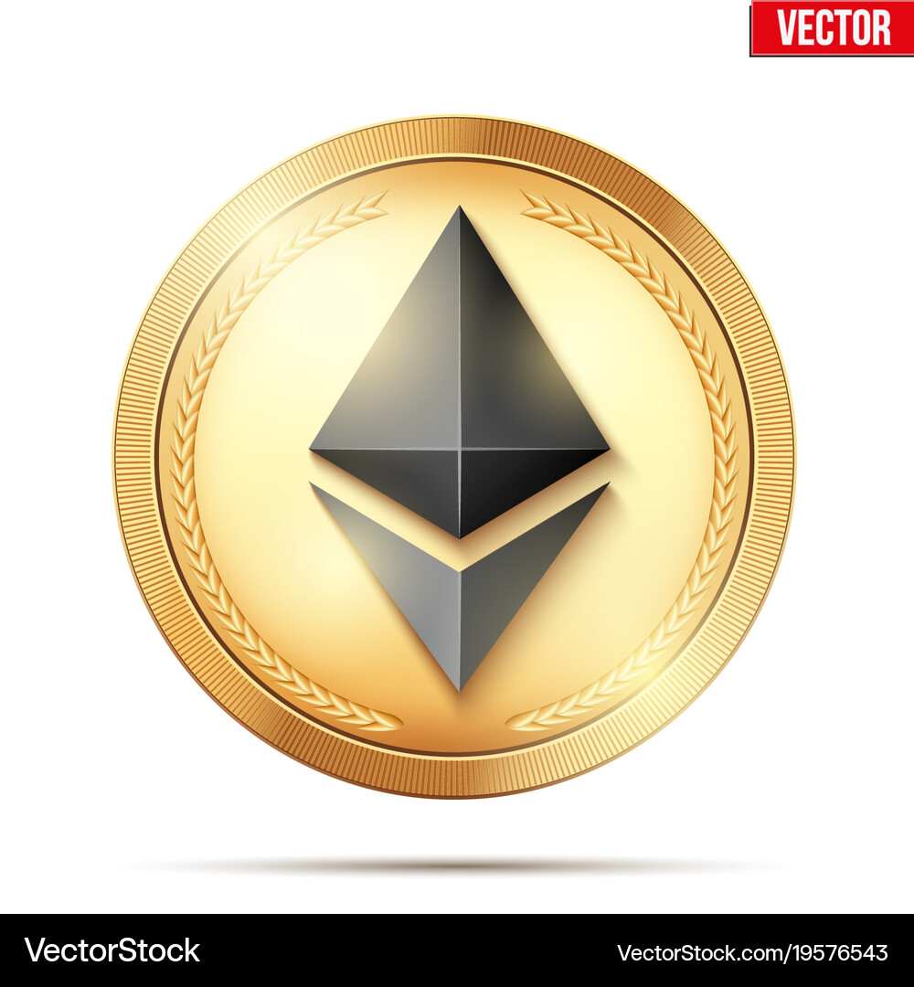 Gold coin with ethereum sign – Royalty-Free Vector | VectorStock