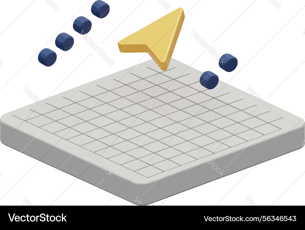 Isometric navigation arrow with grid and dots Isometric navigation arrow with grid and dots vector image