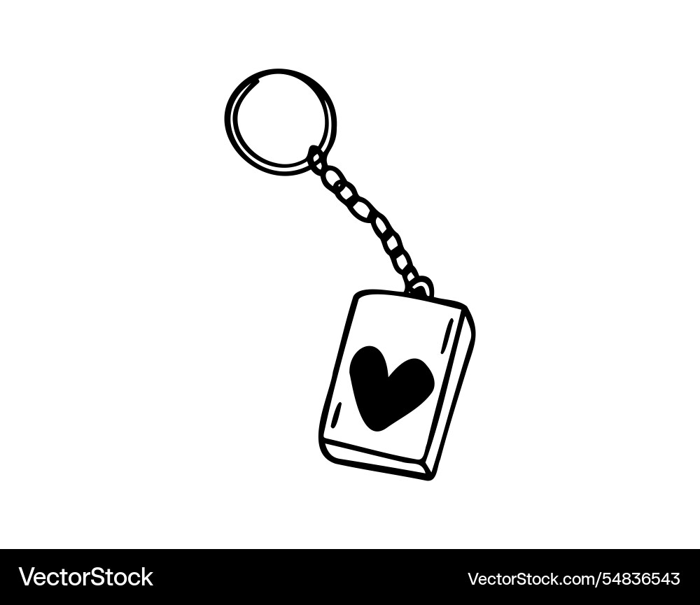 Keychain with love heart hand drawn doodle symbol Keychain with love heart hand drawn doodle symbol vector image