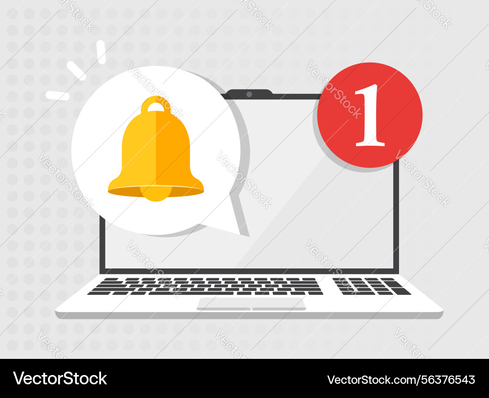 Laptop notification icon in flat style computer Laptop notification icon in flat style computer vector image