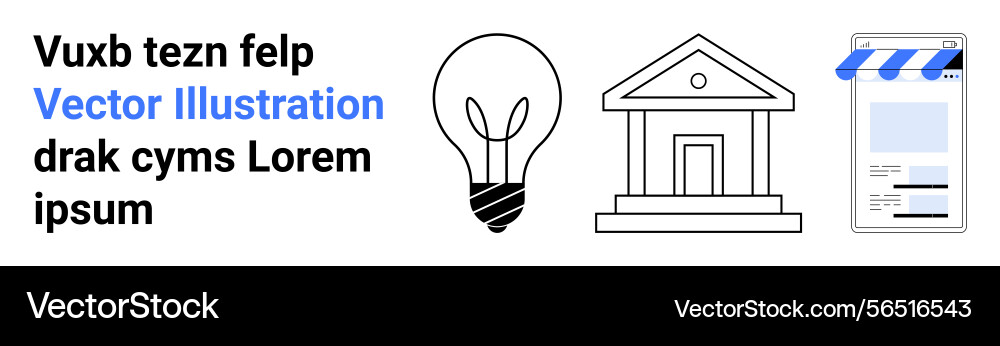 Lightbulb building and mobile app storefront Lightbulb building and mobile app storefront Vector Image