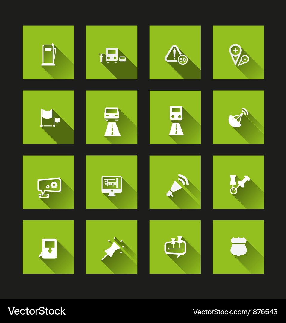 Navigation icons long shadow vector image