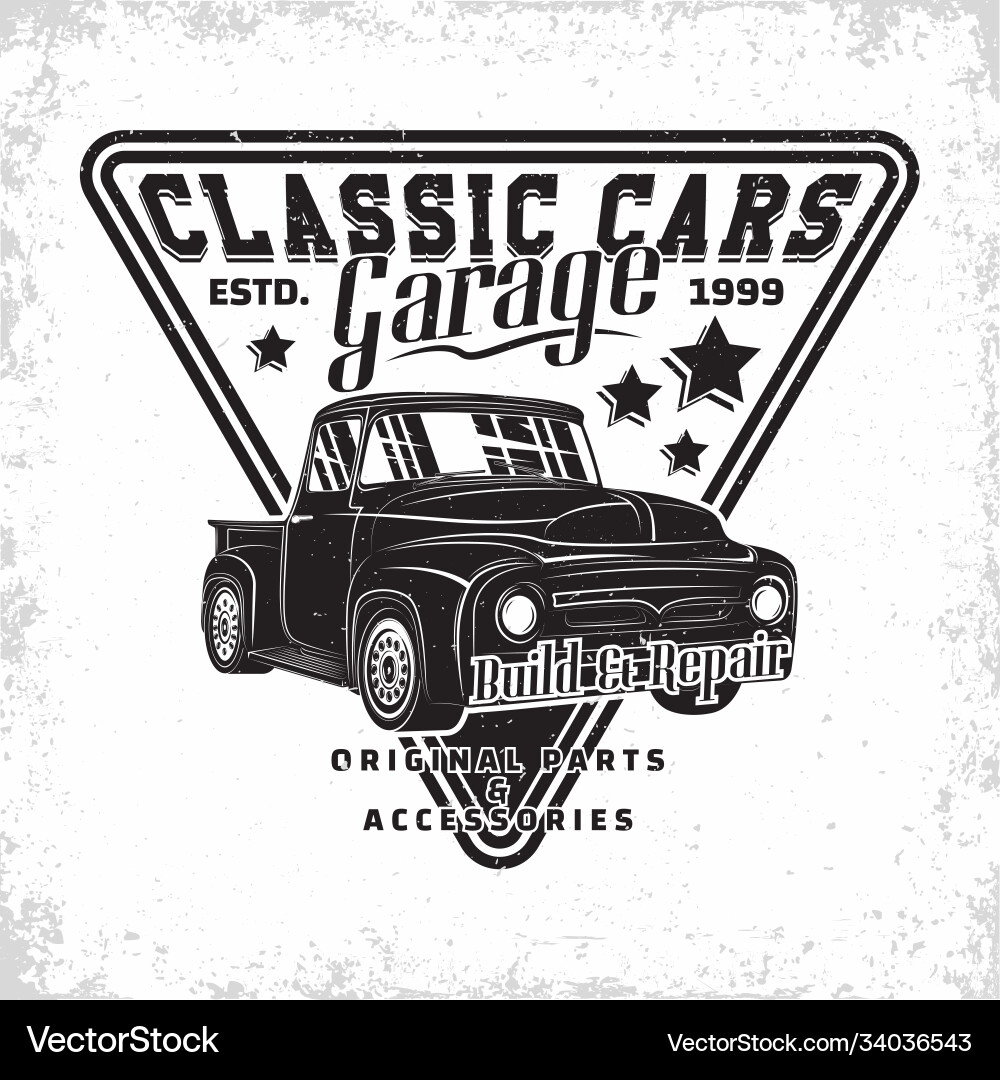Oldtimer Garage Emblem Oldtimer Garage Emblem vektorbild