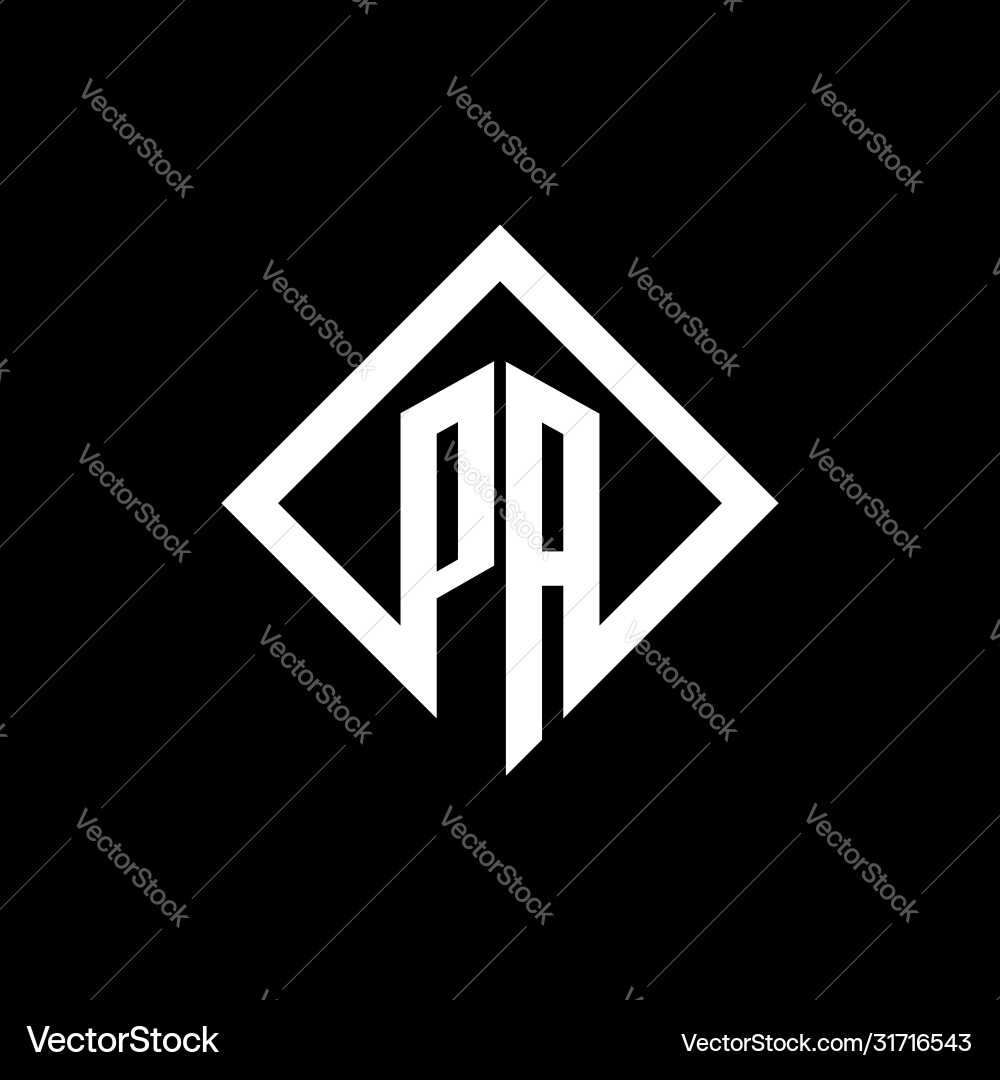 Pa logo monogram with square rotate style design Vector Image