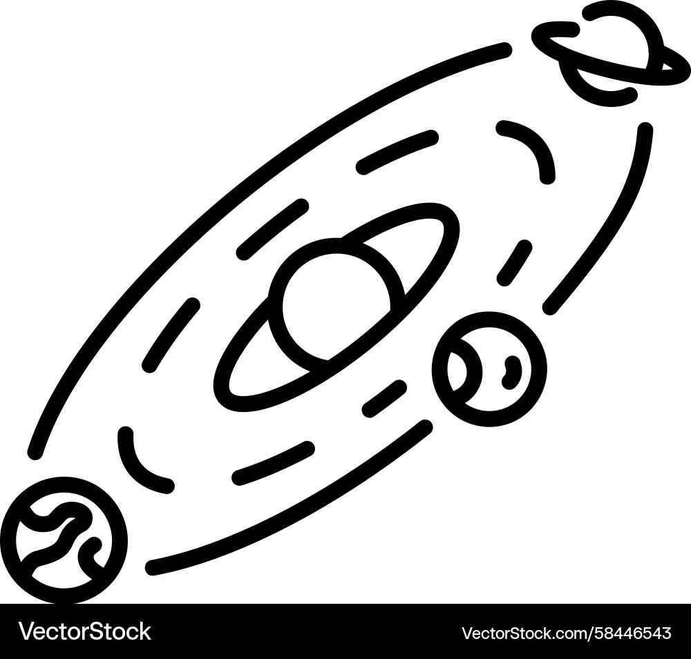 Planet Orbit Icon - Linear Style Vector Image
