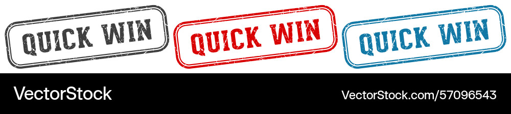 Quick win stamp rectangular set Vector Image